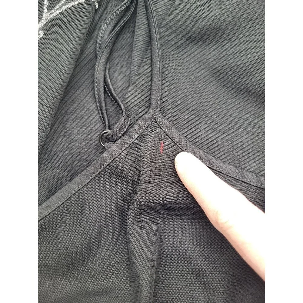 BONGO SZ LG Black Tulle Midi Dress Embroidered Whimsigoth Dark Grunge Emo y2k - Picture 8 of 10